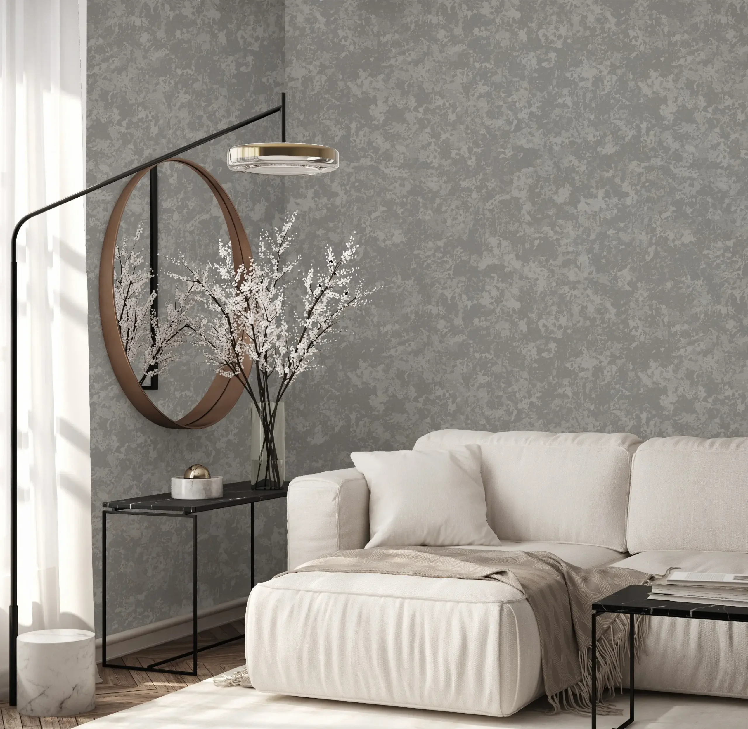 Gray Embossed Wallpaper – Understated Shimmer (24112-3)